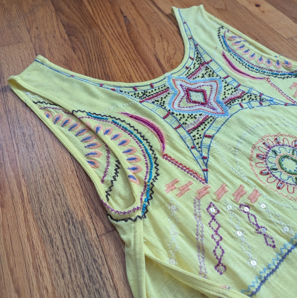 NWOT Free People Hot To Trot Beaded Tunic Tank Top